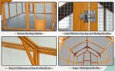 Wooden Chicken Coop 111''×74''×72'' Large Kitten Playpen, Chicken Run with Waterproof Cover and Two Small Doors