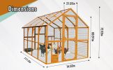 Wooden Chicken Coop 111''×74''×72'' Large Kitten Playpen, Chicken Run with Waterproof Cover and Two Small Doors