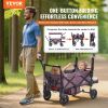 VEVOR Wagon Stroller for 2 Kids, Push Pull Quad Collapsible Stroller with Adjustable Handle, Encircling Harness Removable Canopy,4 Wheels w/ Brakes