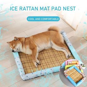 Breathable Pet Puppy Cooling Mat Bed Summer Protection Cervical Spine Cat Dog Ice Mat Square Rattan Kennel Supplies (Color: Orange, size: 40cm*30cm*7cm)