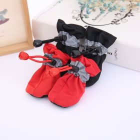 4pcs Dog Shoes; Large Pet Waterproof Chihuahua Anti-slip Boots Puppy Cat Socks Botas S/M/L/XL (Color: Black, size: M)