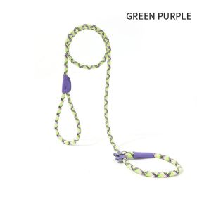 Dog Rope Pet Pulling Rope Puppy Strap Traction Rope Heavy Duty Belt Large Dog Leash Dog Collar Strap Dog Training Pet Harness Hands-Free Leash For Sma (Color: Green Purple, size: 1.8x0.8)